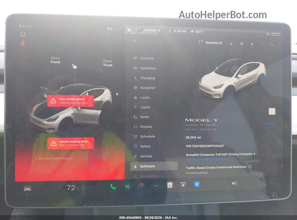 7SAYGDEE6PF935421 2023 TESLA MODEL Y White უკანა სავარძლების ხედი