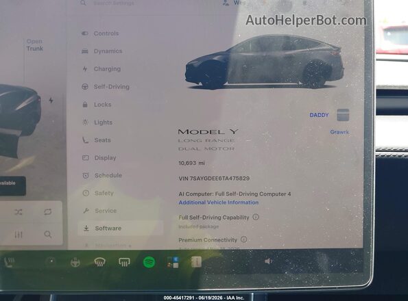 7SAYGDEE6TA475829 2026 TESLA MODEL Y Серый Вид задних сидений
