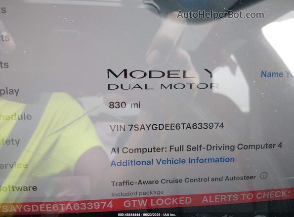 7SAYGDEE6TA633974 2026 TESLA MODEL Y Dark Blue Вид задньої частини салону