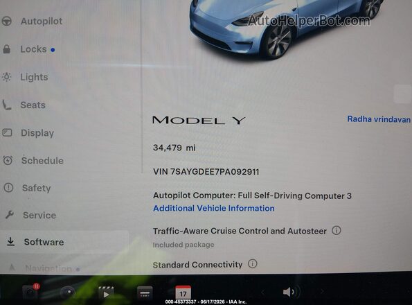 7SAYGDEE7PA092911 2023 TESLA MODEL Y White Հետևի նստատեղերի տեսք