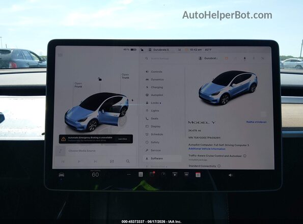 7SAYGDEE7PA092911 2023 TESLA MODEL Y White 