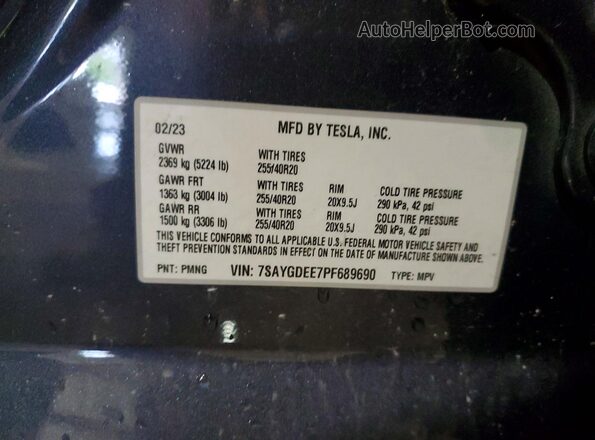 7SAYGDEE7PF689690 2023 TESLA MODEL Charcoal Widok komory silnika