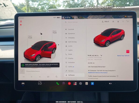 7SAYGDEE7RF047067 2024 TESLA MODEL Y Red Հետևի նստատեղերի տեսք