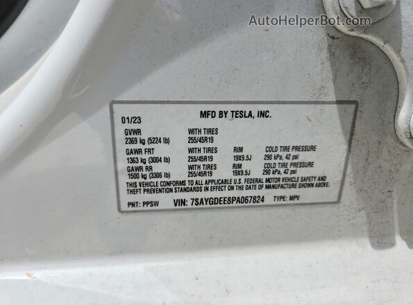 7SAYGDEE8PA067824 2023 TESLA MODEL White 