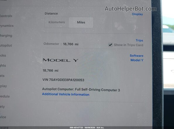 7SAYGDEE8PA120053 2023 TESLA MODEL Y White 