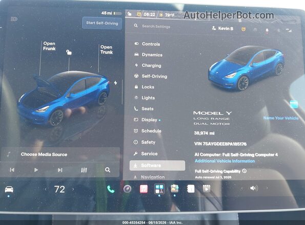 7SAYGDEE8PA185176 2023 TESLA MODEL Y Синий 