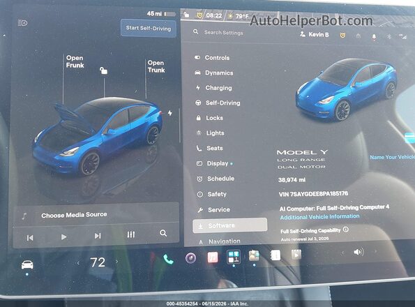 7SAYGDEE8PA185176 2023 TESLA MODEL Y Синий 