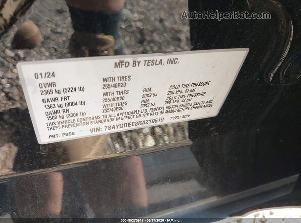 7SAYGDEE8RA219619 2024 TESLA MODEL Y Black Շարժիչի բաժամունքի տեսք