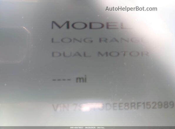 7SAYGDEE8RF152989 2024 TESLA MODEL Y Синий Вид задних сидений