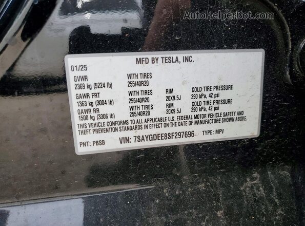 7SAYGDEE8SF297696 2025 TESLA MODEL Black Widok komory silnika