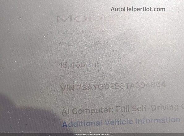7SAYGDEE8TA394864 2026 TESLA MODEL Y Gray 