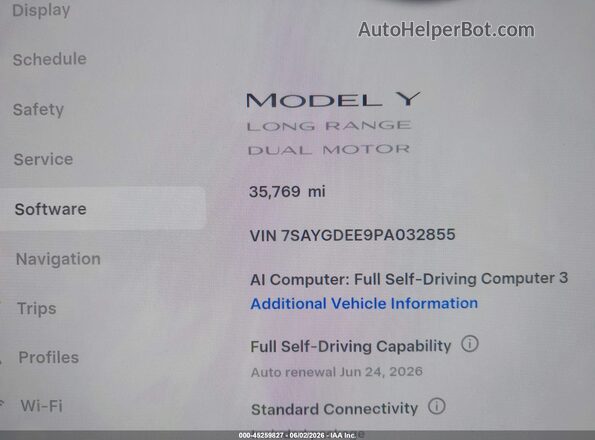 7SAYGDEE9PA032855 2023 TESLA MODEL Y Blue Widok tylnych siedzeń