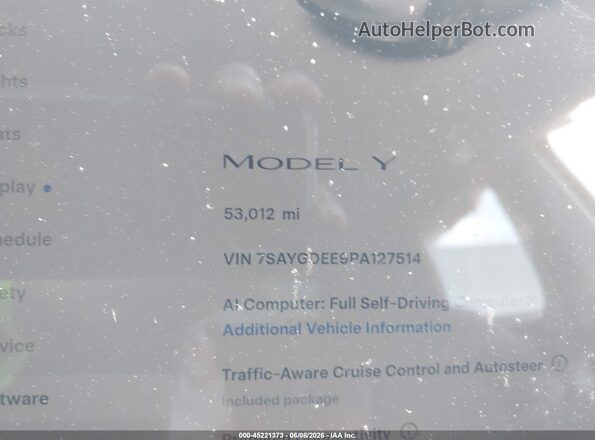 7SAYGDEE9PA127514 2023 TESLA MODEL Y White 
