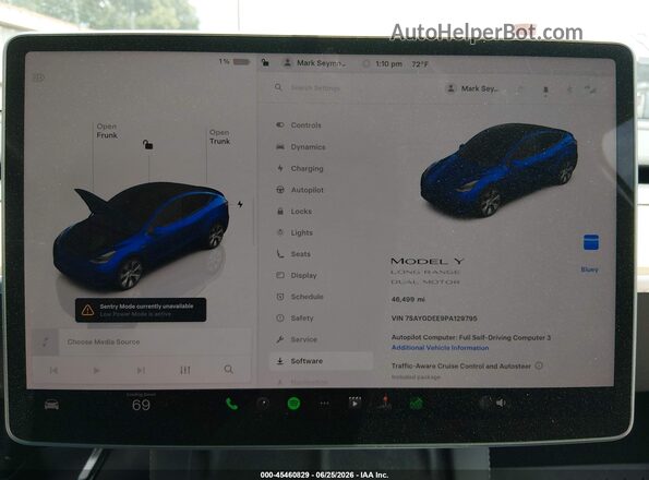 7SAYGDEE9PA129795 2023 TESLA MODEL Y Dark Blue Вид задніх сидінь