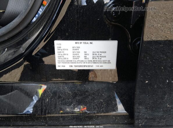 7SAYGDEE9PA189141 2023 TESLA MODEL Y Черный Вид подкапотного пространства