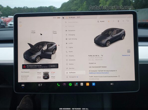 7SAYGDEE9PF795994 2023 TESLA MODEL Y Gray Вид задніх сидінь