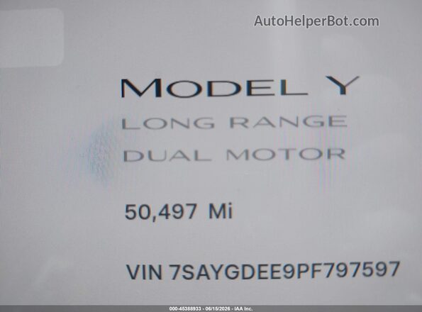 7SAYGDEE9PF797597 2023 TESLA MODEL Y Белый Вид задних сидений
