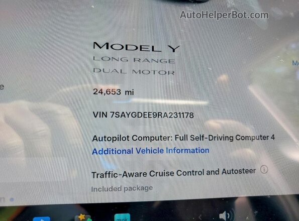 7SAYGDEE9RA231178 2024 TESLA MODEL Серый Вид щитка приборов