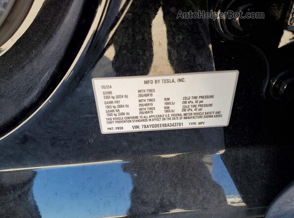 7SAYGDEE9SA343761 2025 TESLA MODEL Black 