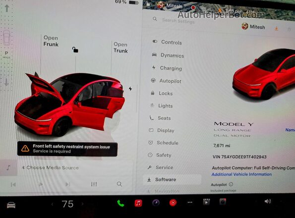 7SAYGDEE9TF402943 2026 TESLA MODEL Black Vista del cuadro de instrumentos