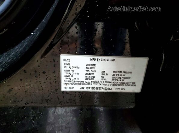7SAYGDEE9TF402943 2026 TESLA MODEL Black Vista del compartimento del motor