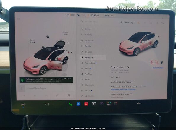 7SAYGDEEXPA083877 2023 TESLA MODEL Y White უკანა სავარძლების ხედი