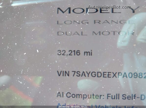 7SAYGDEEXPA098203 2023 TESLA MODEL Y Gray Вид задніх сидінь
