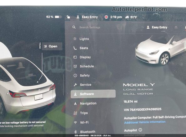 7SAYGDEEXPA098525 2023 TESLA MODEL Y White 
