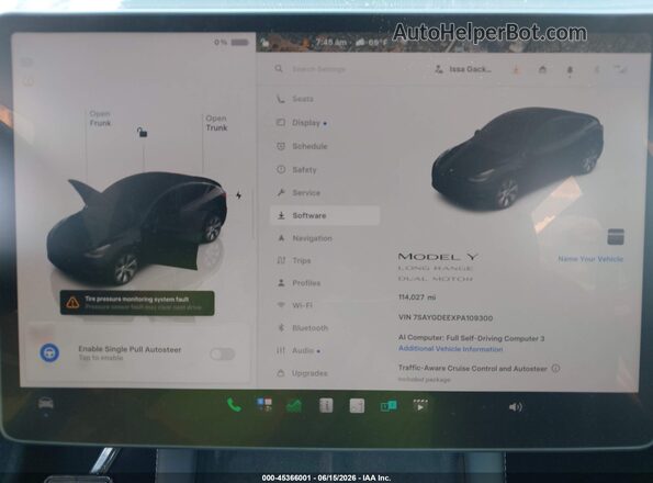 7SAYGDEEXPA109300 2023 TESLA MODEL Y Черный Вид задних сидений