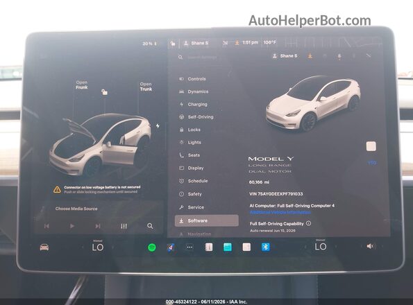 7SAYGDEEXPF791033 2023 TESLA MODEL Y Белый Вид задних сидений