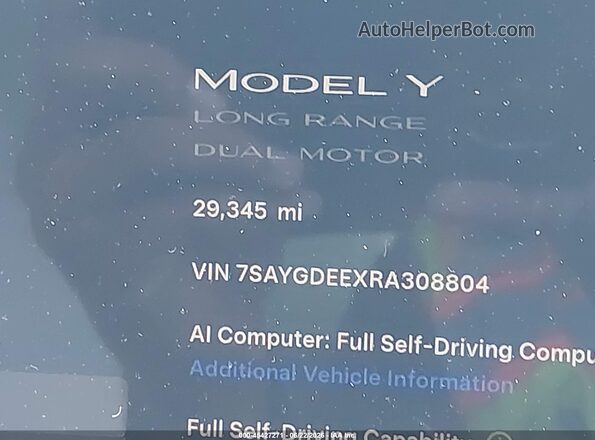 7SAYGDEEXRA308804 2024 TESLA MODEL Y Gray 