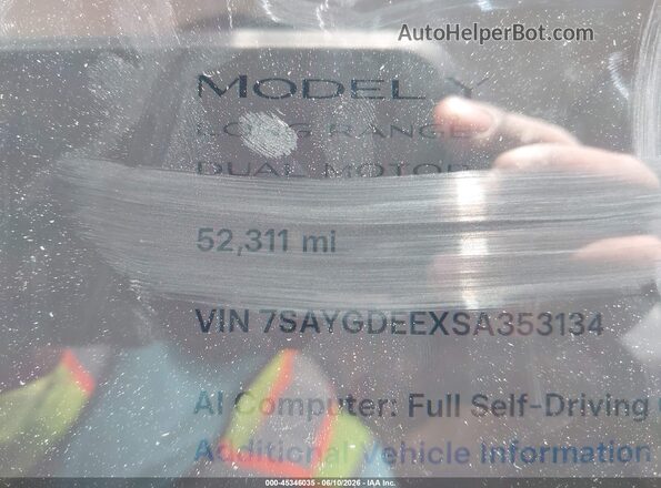 7SAYGDEEXSA353134 2025 TESLA MODEL Y Белый Вид задних сидений