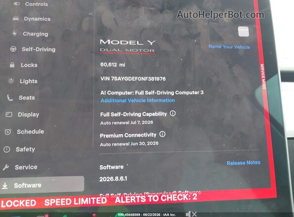 7SAYGDEF0NF381976 2022 TESLA MODEL Y Gray Вид задніх сидінь