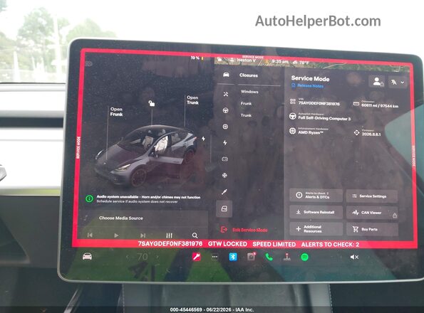 7SAYGDEF0NF381976 2022 TESLA MODEL Y Gray 