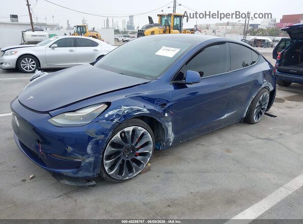 7SAYGDEF1NF378133 2022 TESLA MODEL Y Синий Передняя левая четверть