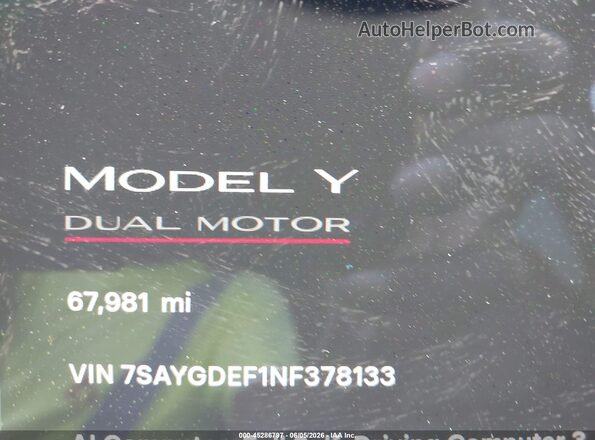 7SAYGDEF1NF378133 2022 TESLA MODEL Y Синий 