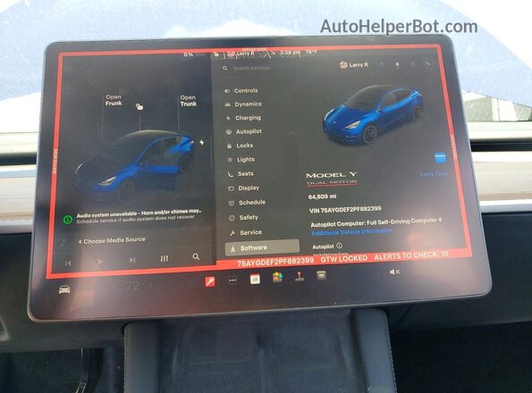 7SAYGDEF2PF882399 2023 TESLA MODEL Blue Widok zestawu wskaźników