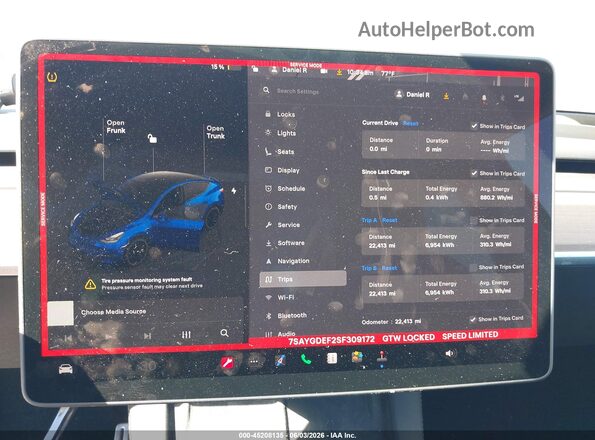 7SAYGDEF2SF309172 2025 TESLA MODEL Y Синий 