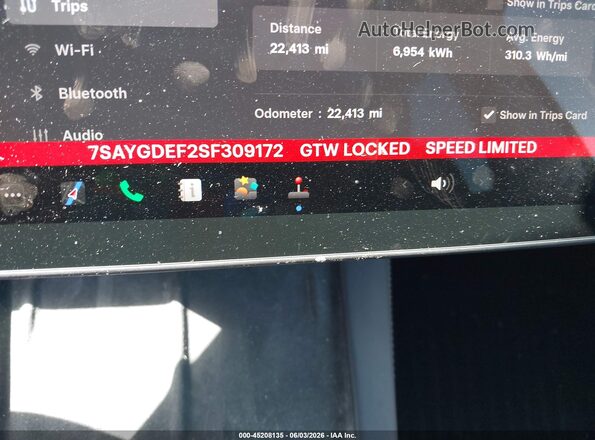 7SAYGDEF2SF309172 2025 TESLA MODEL Y Синий 