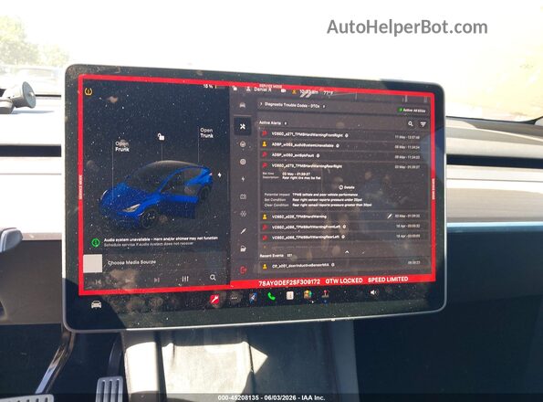 7SAYGDEF2SF309172 2025 TESLA MODEL Y Синий 