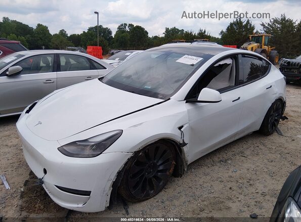 7SAYGDEF3NF362659 2022 TESLA MODEL Y White Առջևի ձախ երեք քառորդ տեսարան