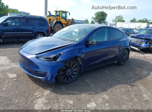7SAYGDEF3NF464219 2022 TESLA MODEL Y Blue Առջևի ձախ երեք քառորդ տեսարան