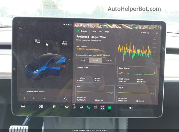 7SAYGDEF3NF464219 2022 TESLA MODEL Y Blue Հետևի նստատեղերի տեսք