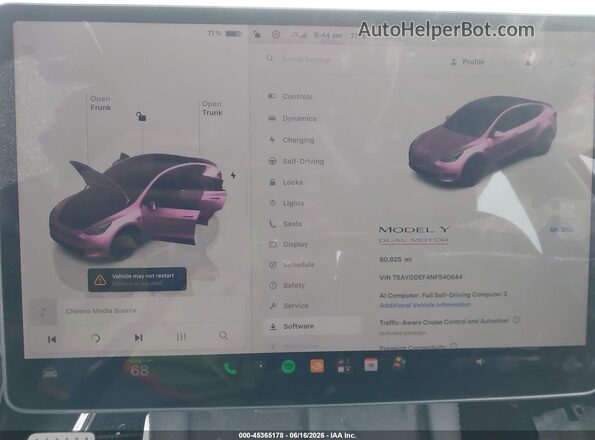 7SAYGDEF4NF540644 2022 TESLA MODEL Y Gray 
