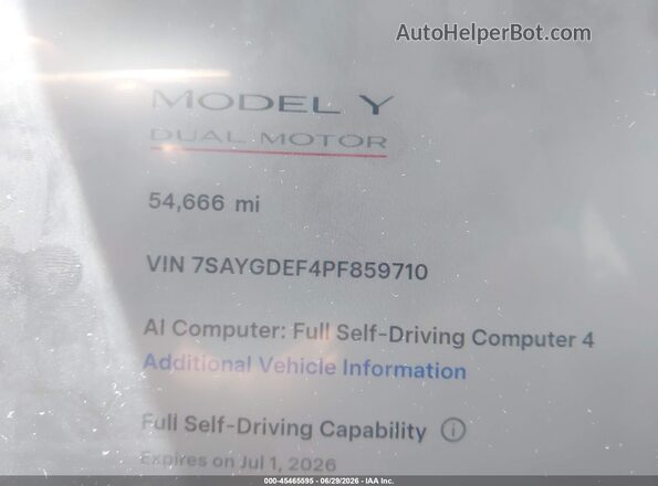 7SAYGDEF4PF859710 2023 TESLA MODEL Y Gray Rear seats view