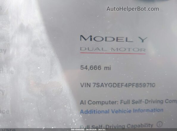 7SAYGDEF4PF859710 2023 TESLA MODEL Y Gray 