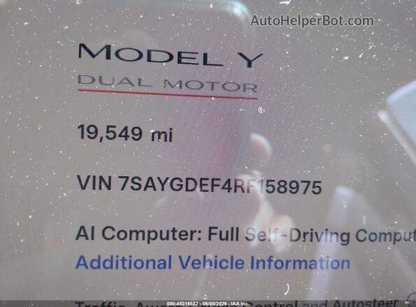 7SAYGDEF4RF158975 2024 TESLA MODEL Y Фиолетовый 