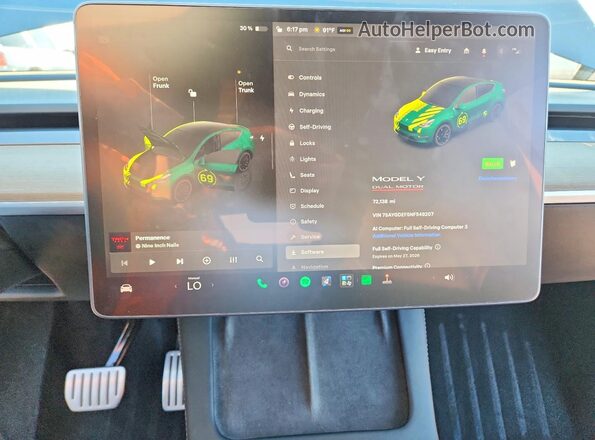 7SAYGDEF5NF549207 2022 TESLA MODEL Gray Вид щитка приладів