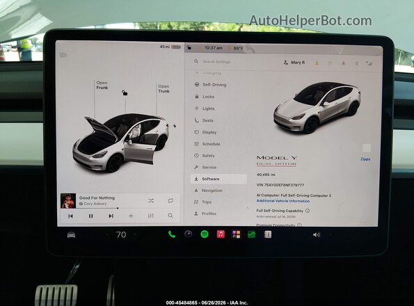 7SAYGDEF6NF379777 2022 TESLA MODEL Y White Rear seats view