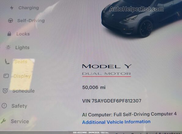 7SAYGDEF6PF812307 2023 TESLA MODEL Y Серый 